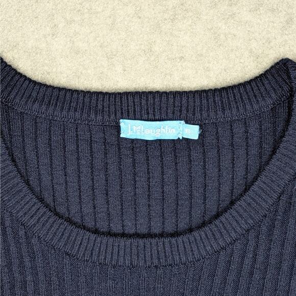 J.McLaughlin Seaspray Knit Top Sweater Navy Blue Gold Button Shoulder Size XL - Picture 6 of 16